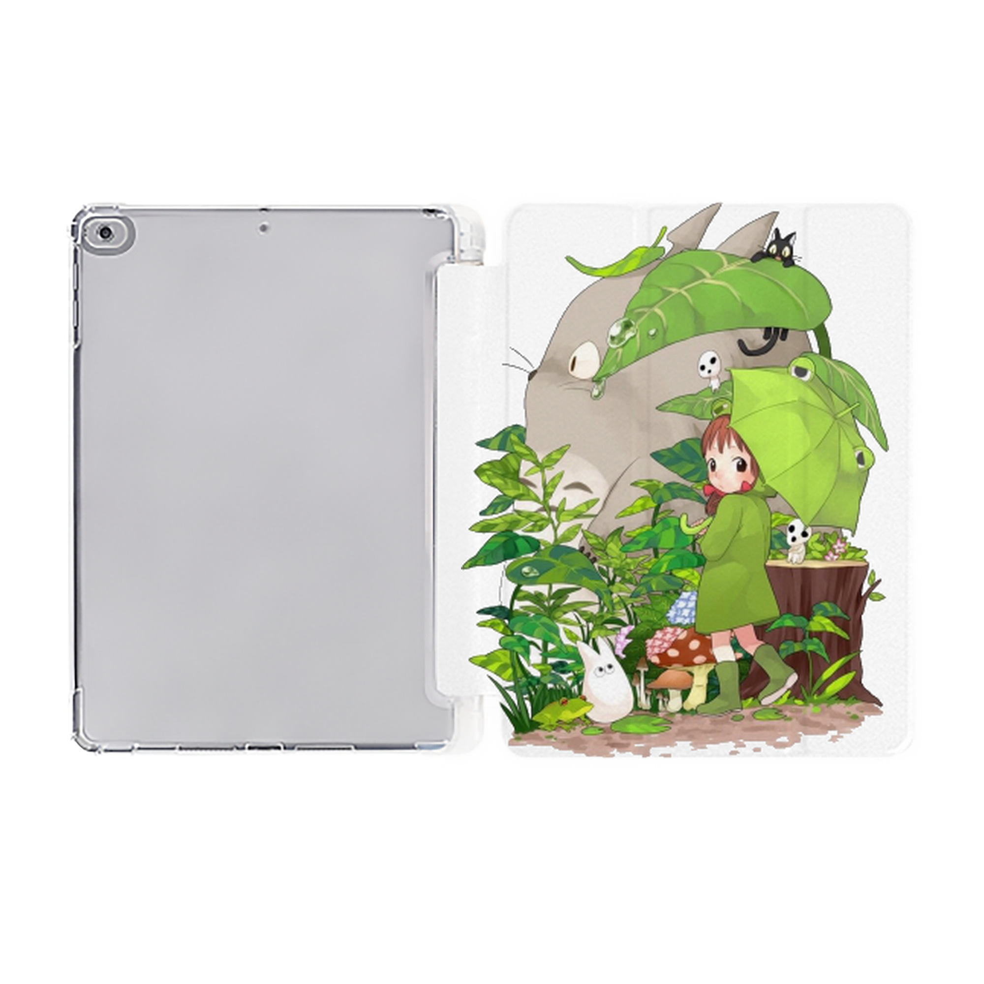 （画像用） となりのトトロ 草壁メイ 草壁サツキ My Neighbor Totoro Satsuki Kusakabe Mei Kusakabe IPad ケース ペン収納付き 三つ折りスタンド PUレザー×シリコン 対応機種9.5/10.5/10.9インチ